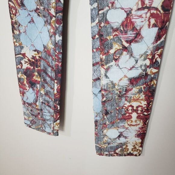 Just Cavalli Size 26 NWT Blue red Print Distressed High Waist Skinny Jeans - Picture 3 of 16
